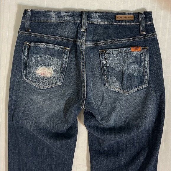 Vigoss Premium Jeans Bootcut Womens juniors SZ 7/8 Distressed Embroidered J1 - Picture 4 of 12
